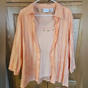 2 pc. Alferd Dunner Womens  Three-quarter length sleeve blouse with tank top